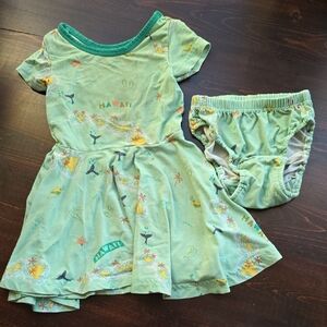 Green Hawaiian Toddler Dress & Diaper Cover Set – Size 6-12 Floral Print